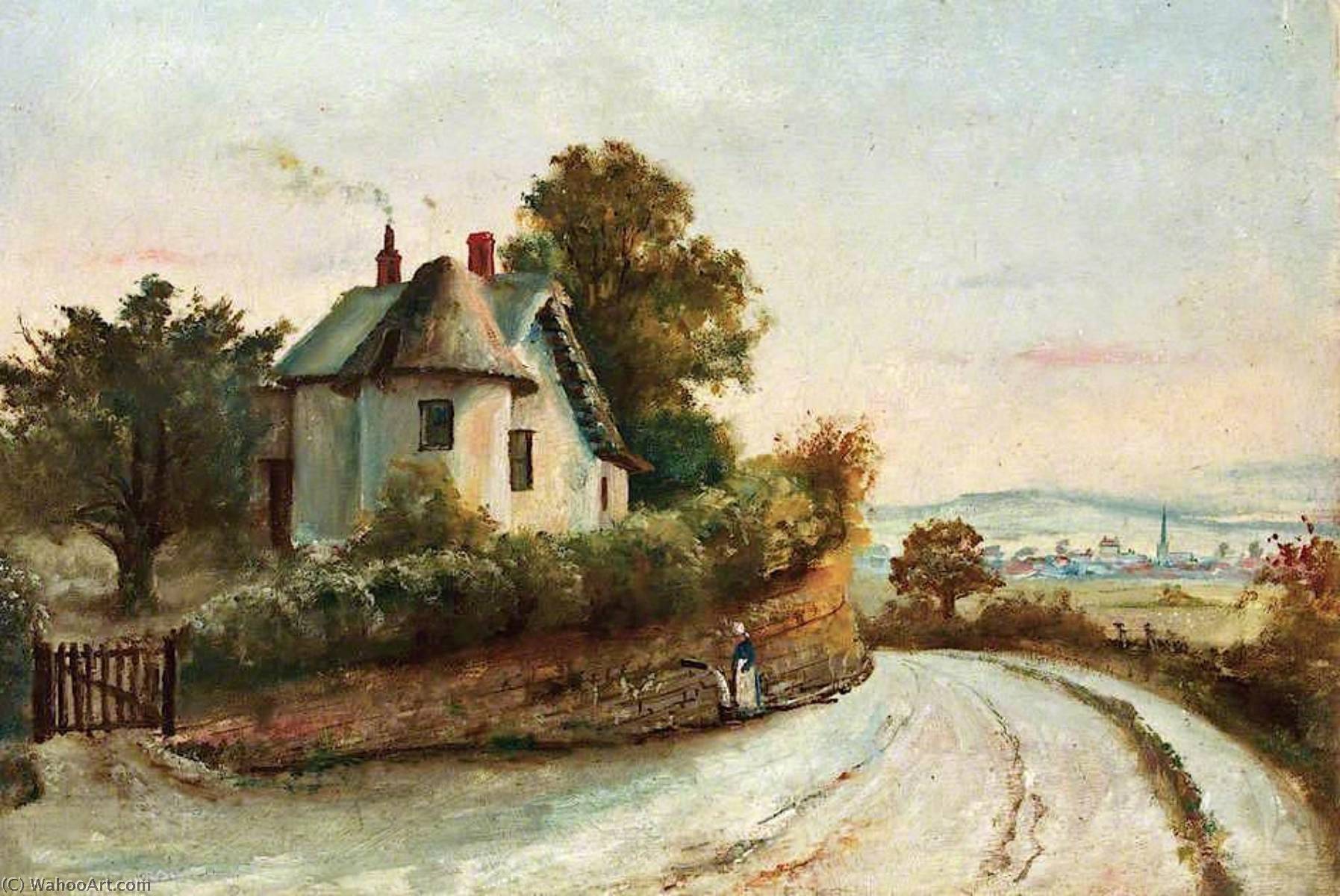 Monmouth From The Staunton Road With A Cottage And A Spring — John Arthur Evans