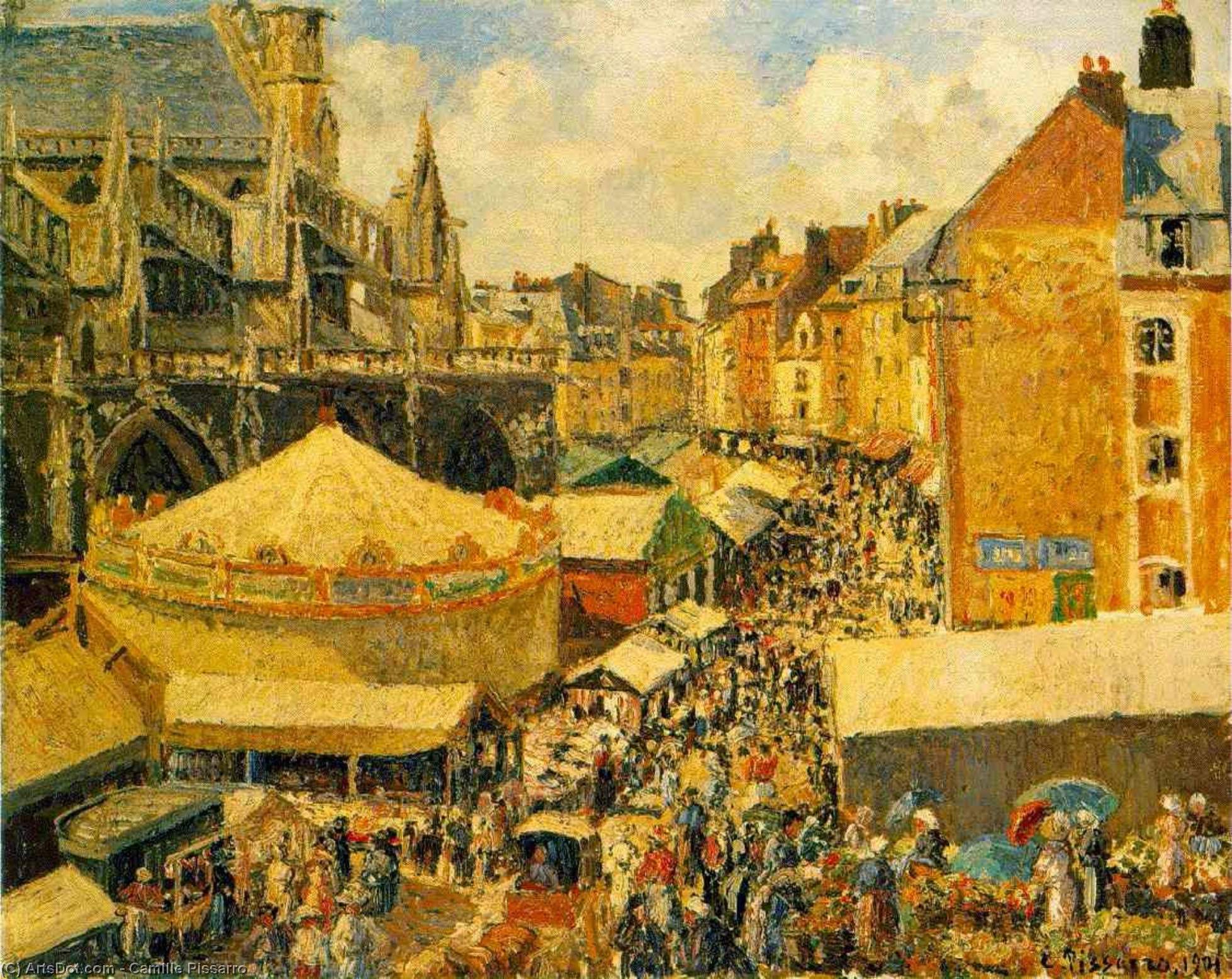 La Feria De Dieppe. Mañana Soleada. (la Foire Ó Dieppe. Matin, Soleil) — Camille Pissarro