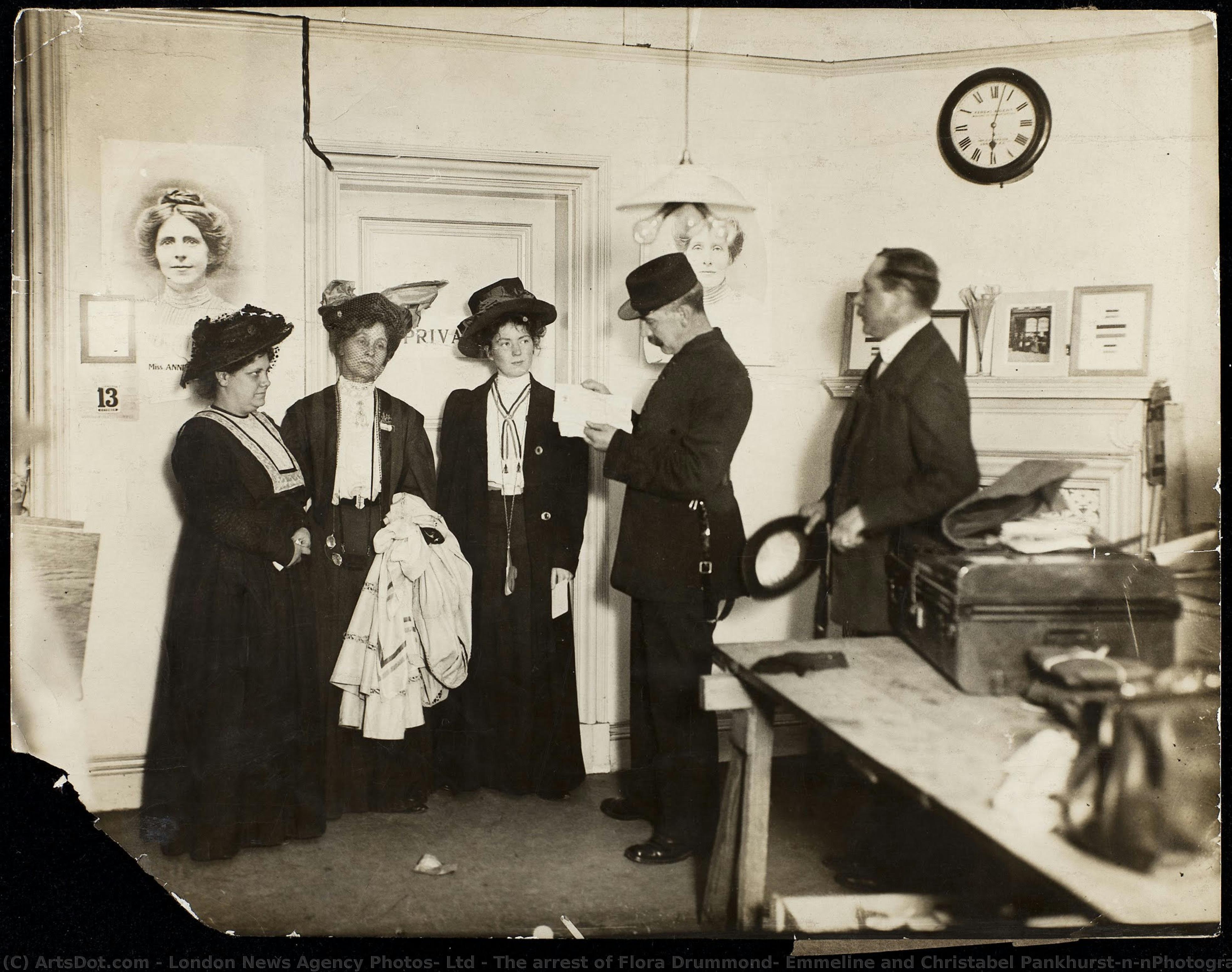 The Arrest Of Flora Drummond, Emmeline And Christabel Pankhurst\n\nphotograph — London News Agency Photos, Ltd