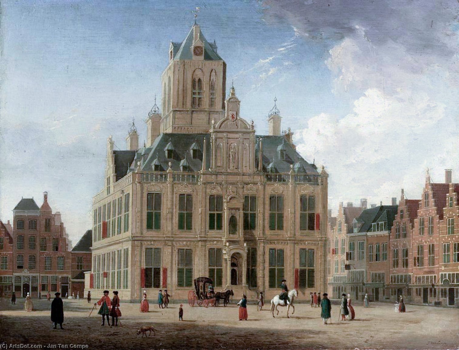 Delft: A View Of The Town Hall Seen From The Grote Markt — Jan Ten Compe