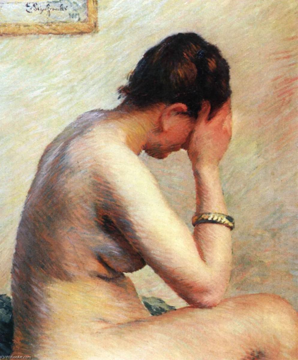 Female Nude Seated On A Bed — Claude Emil Schuffenecker