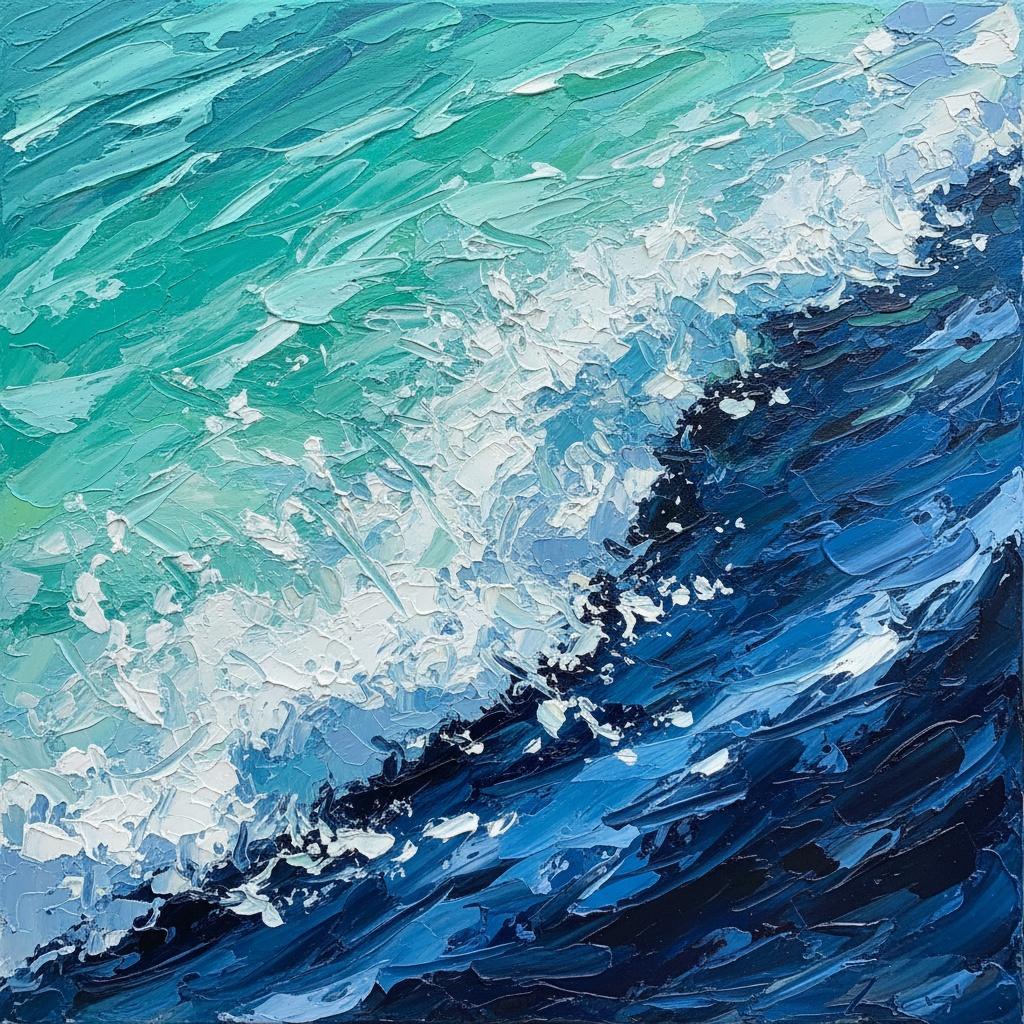 Ephemeral Convergence: Impasto Rhythms Where Indigo Meets The Turquoise Tide — Christian Noiret