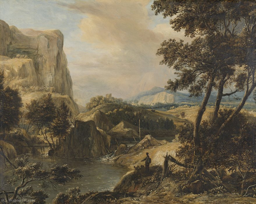 Mountainous Landscape With Fishing — Roelandt Roghman