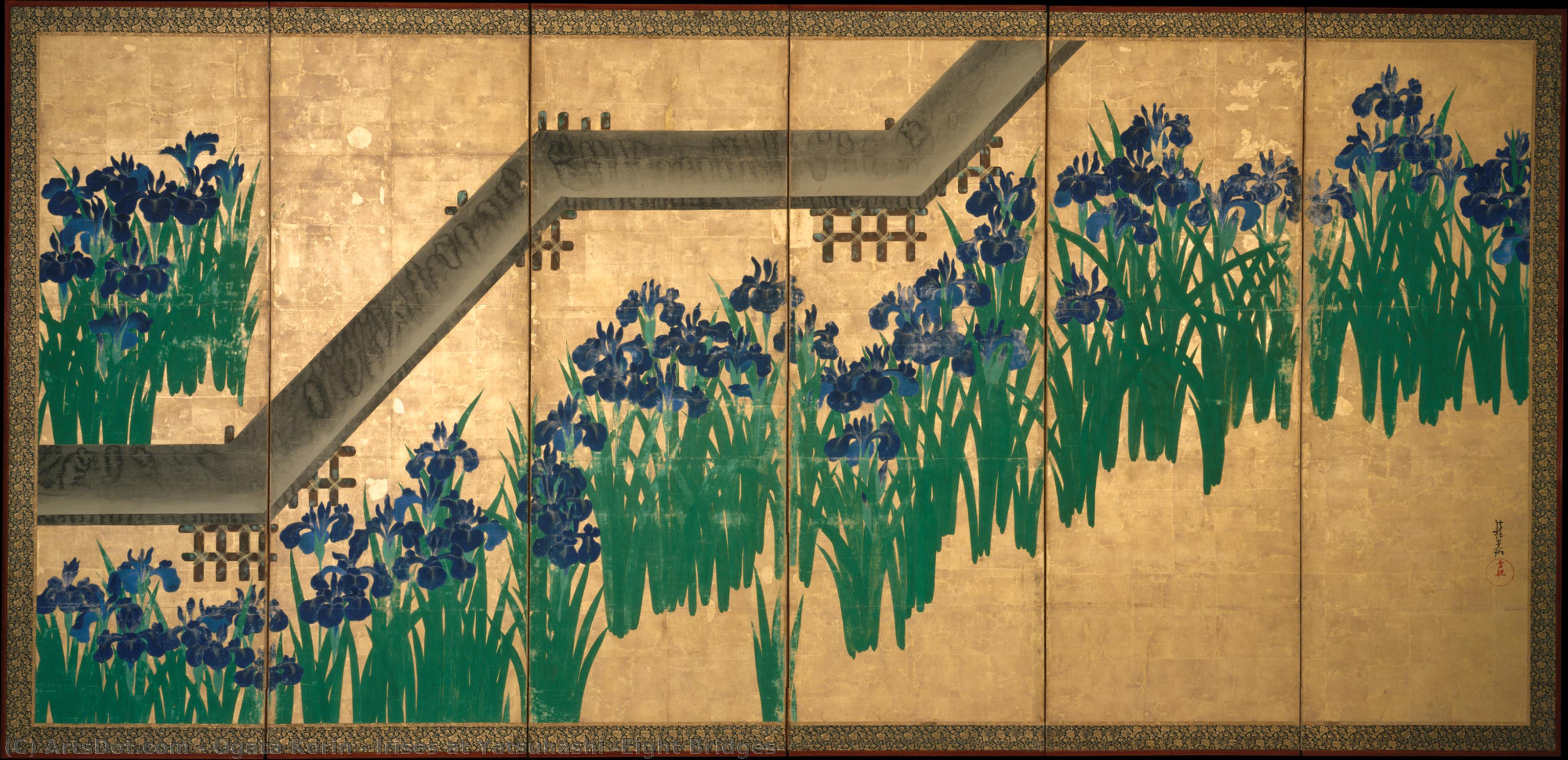 Irises At Yatsuhashi (eight Bridges) — Ogata Kōrin
