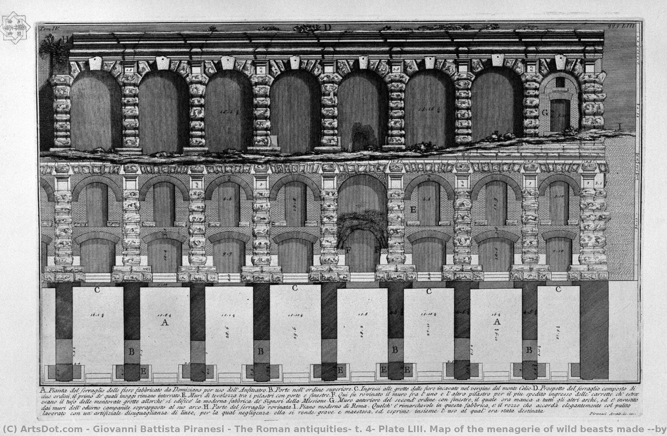 The Roman Antiquities, T. 4, Plate Liii. Map Of The Menagerie Of Wild Beasts Made ​​by Domitian. — Giovanni Battista Piranesi