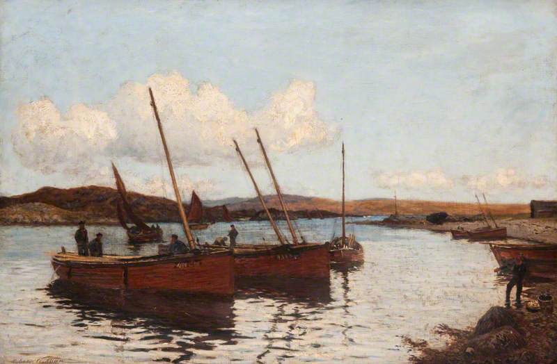 River Scene With Fishing Boats — Archibald Russell Watson Allan