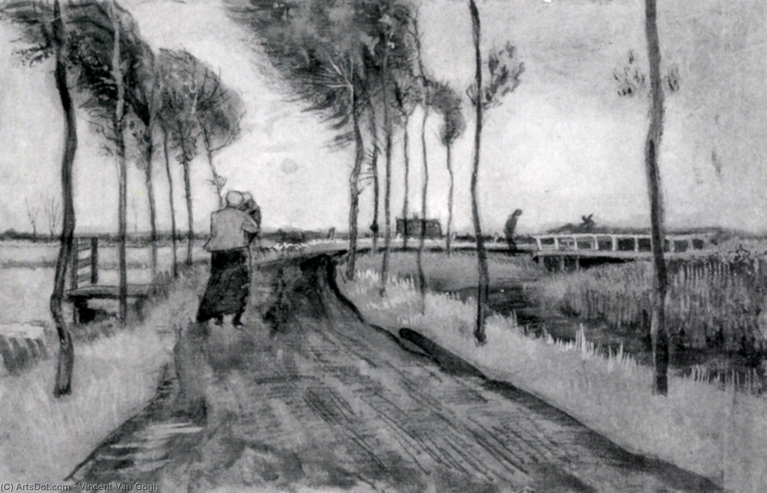 Landscape With Woman Walking — Vincent Willem Van Gogh