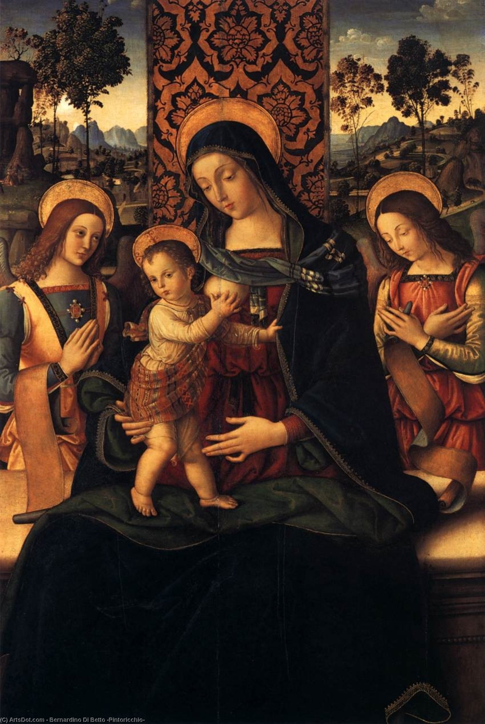 The Virgin And Child With Two Angels — Bernardino Di Betto (pintoricchio)