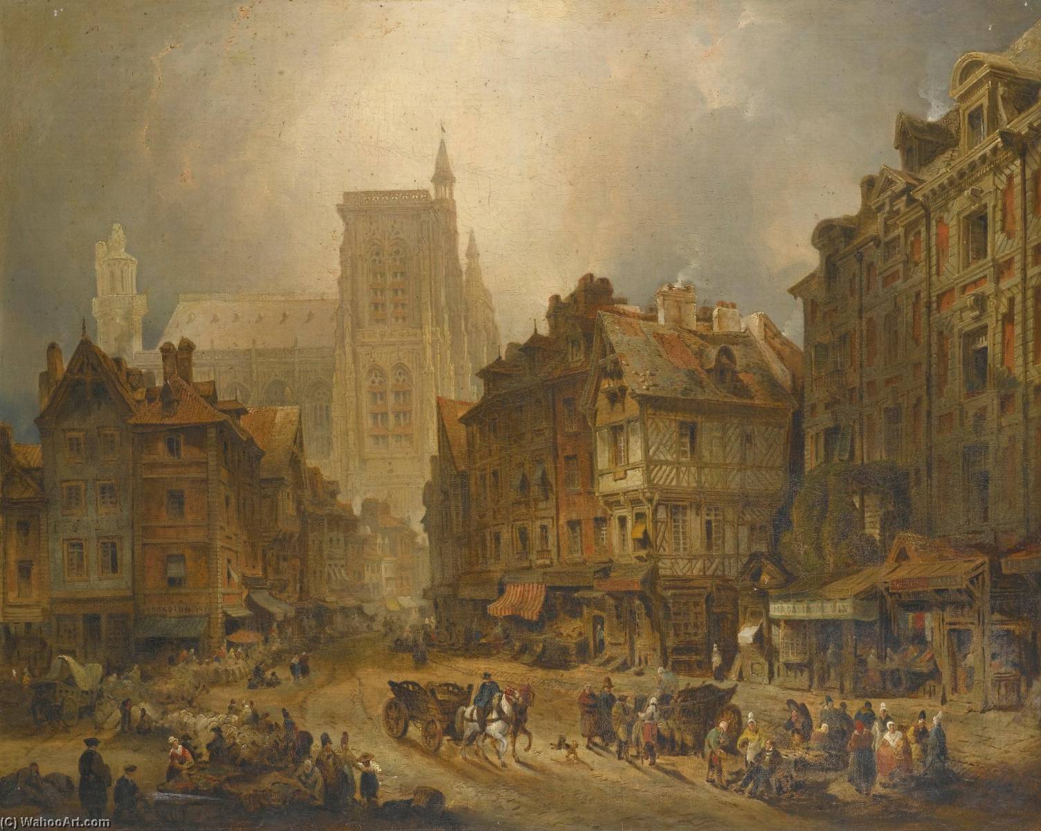Le Marché Au Blé At Abbeville, From The Grande Place — David Roberts