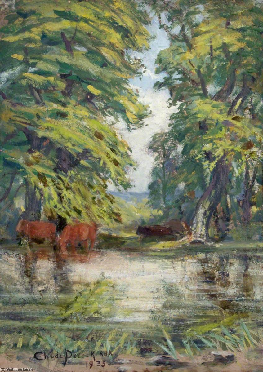 Cattle By A Pond — Henry Childe Pocock
