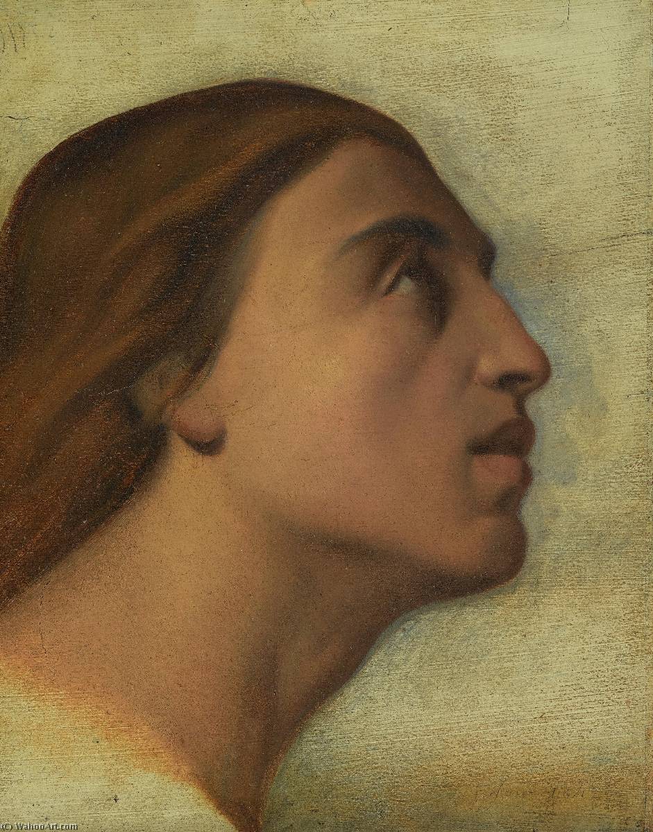 A Study Of The Head Of Saint John The Evangelist In Profile — Hippolyte Jean Flandrin
