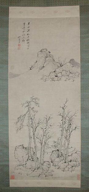清 祁豸佳 倣倪瓚冬林亭子圖 軸 Pavilion Amongst Wintry Trees After Ni Zan — Qi Zhijia