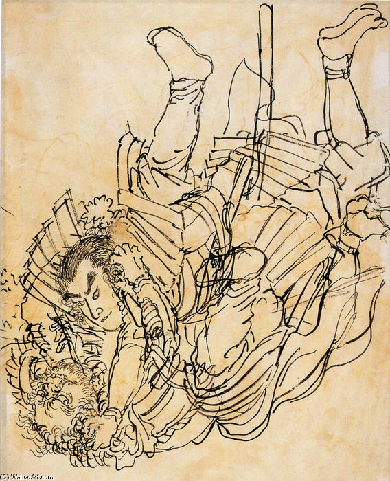 Two Opponents In Underwater Fight — Utagawa Kuniyoshi