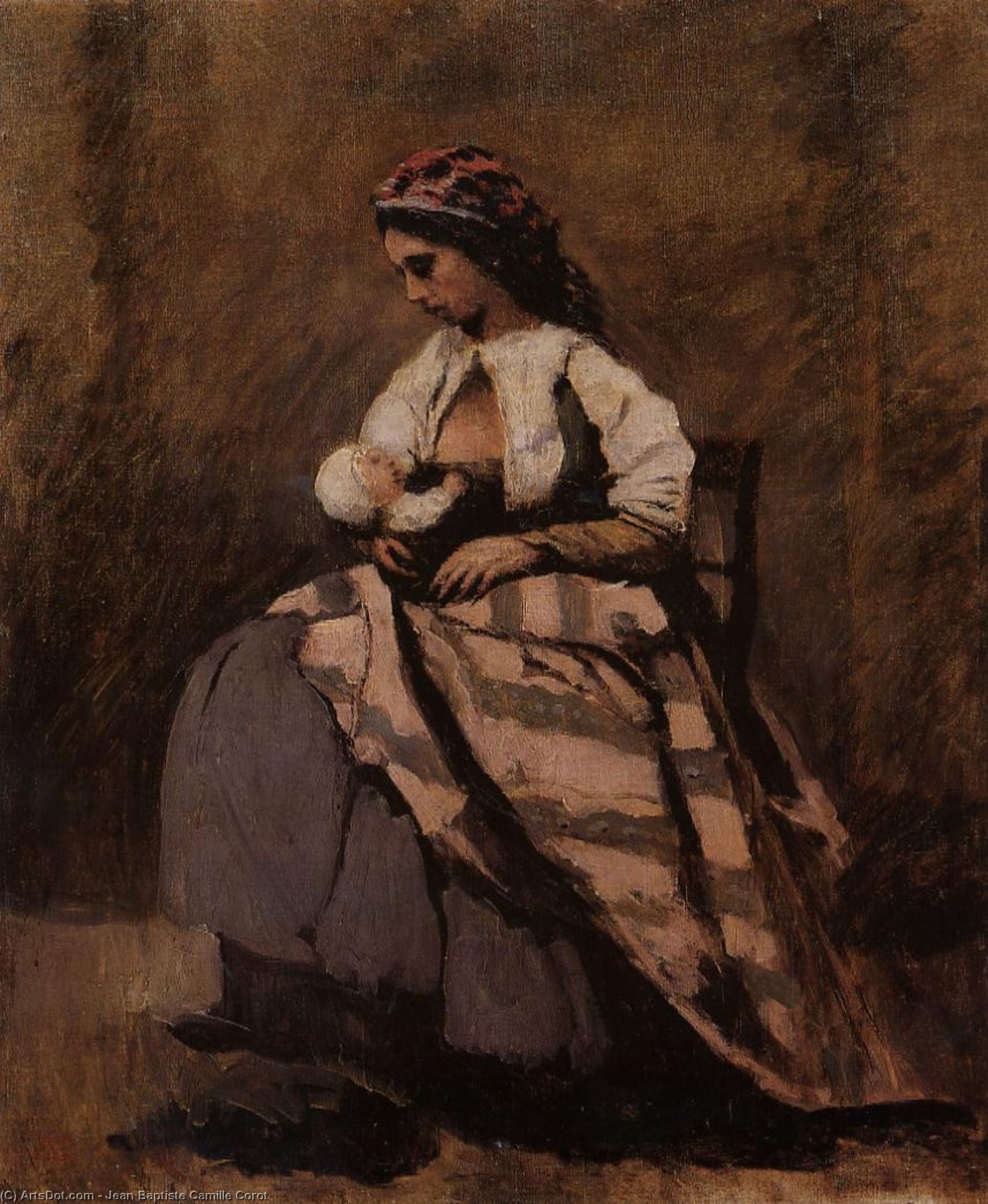 Mother Breast Feeding Her Child — Žan-batist Kamil Korote