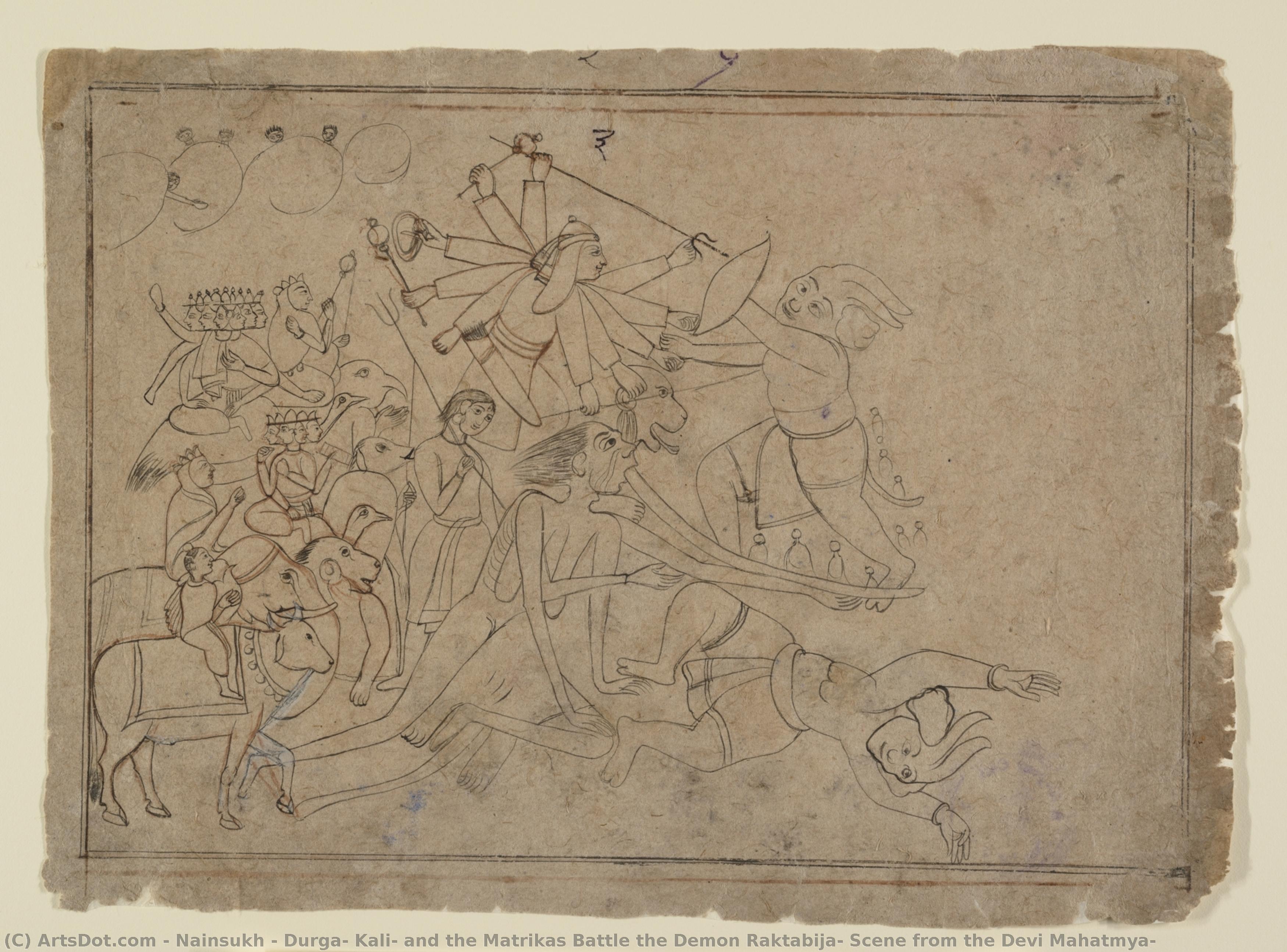 Durga, Kali, And The Matrikas Battle The Demon Raktabija: Scene From The Devi Mahatmya — ナンシク (nanshiku)