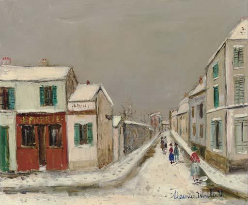 Rue De Montmartre In The Snow — Maurice Utrillo