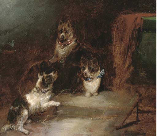 Terriers In A Barn; And A Fox And Rabbits In A Barn — George Armfield (smith)