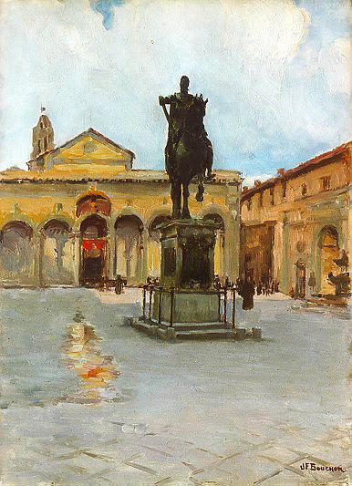La Statue De Ferdinand Ier Sur La Place De L'annunziata À Florence (titre Inscrit) — Joseph-félix Bouchor