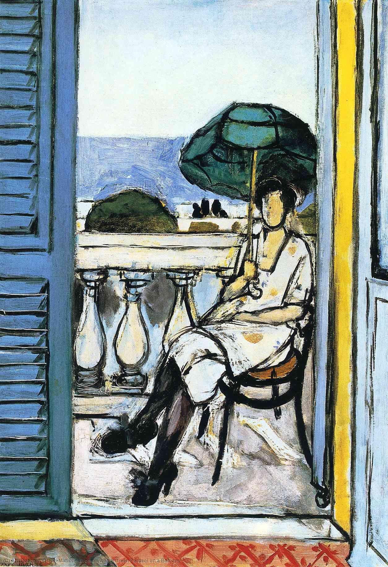 La Mujer Con El Parasol Verde En El Balcón — Henri Matisse