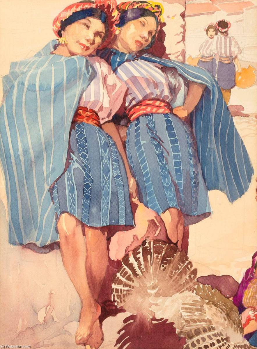 Young Women In Regional Costume, Maya Quiche Indians — Carl Folke Sahlin