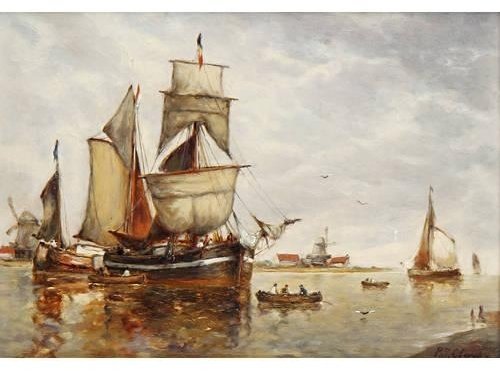 Boats In An Estuary — Paul Jean Clays