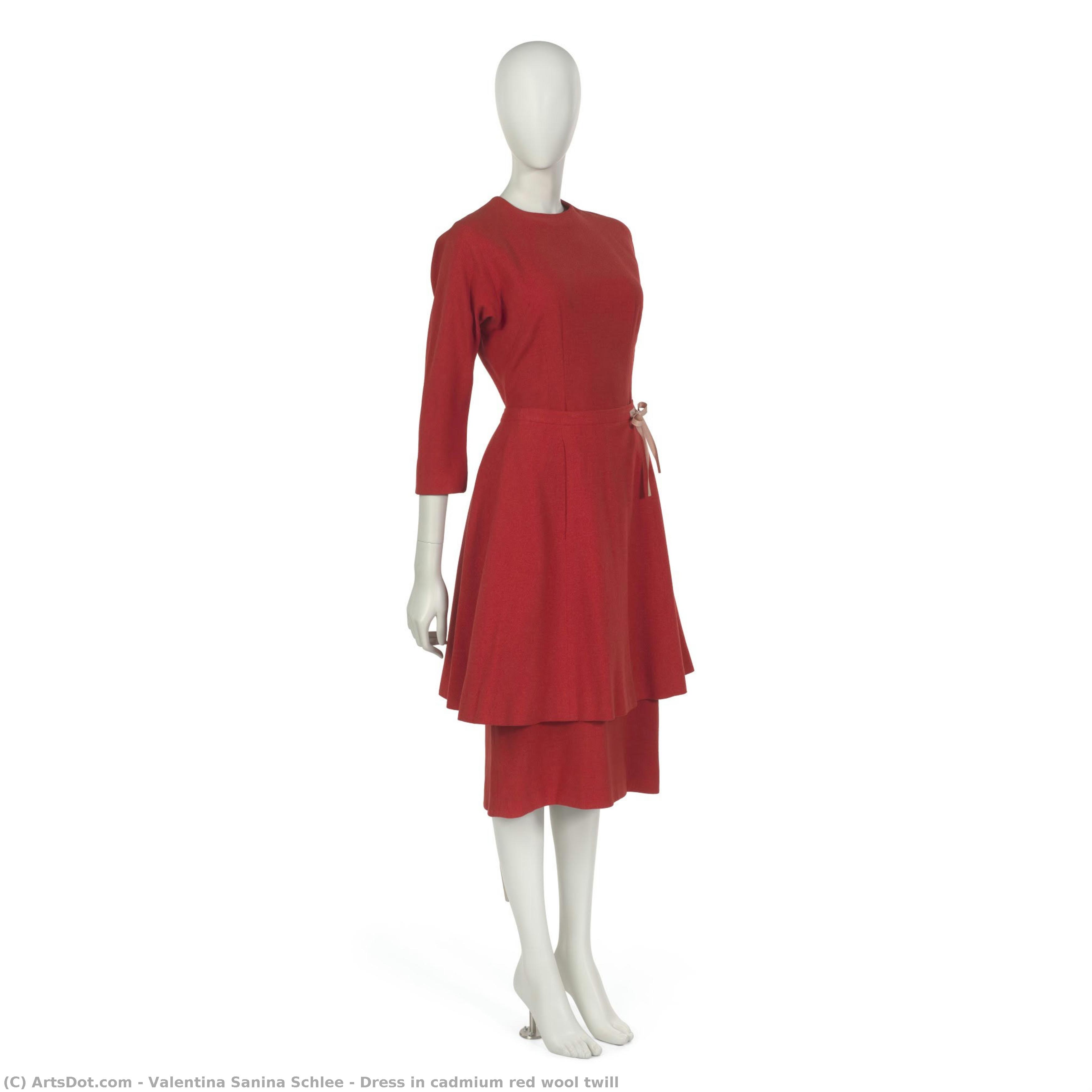 Dress In Cadmium Red Wool Twill — Valentina Sanina Schlee