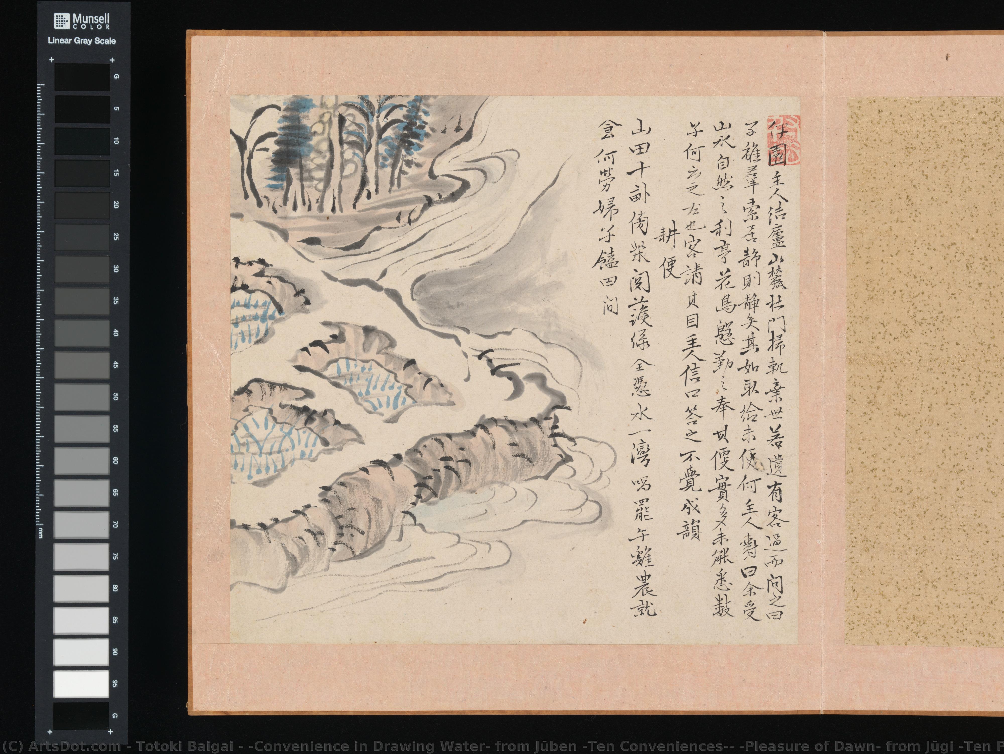 "convenience In Drawing Water" From Jūben (ten Conveniences); "pleasure Of Dawn" From Jūgi (ten Pleasures) — Totoki Baigai