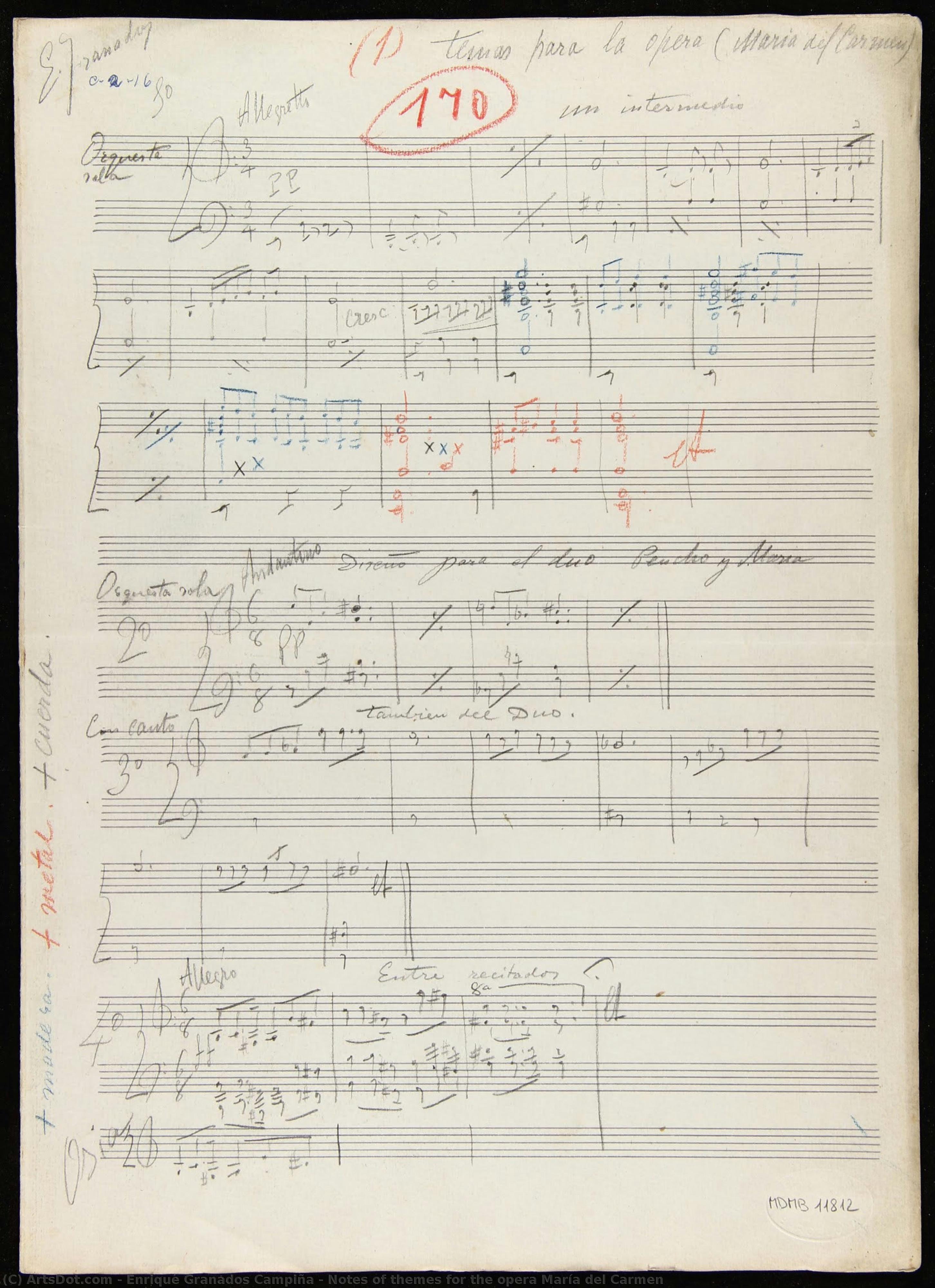 Notes Of Themes For The Opera María Del Carmen — Enrique Granados Campiña