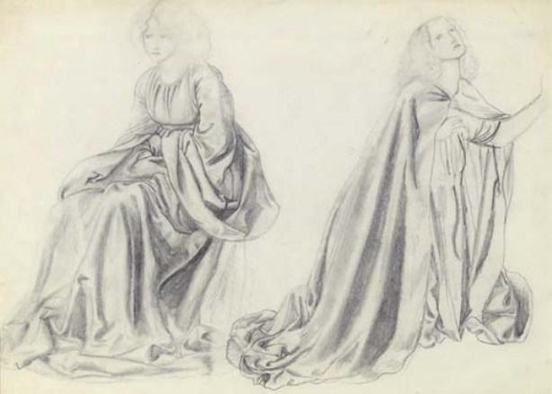 Studies Of A Woman Seated And Kneeling, Possibly Fanny Cornforth — Edward Coley Burne-jones
