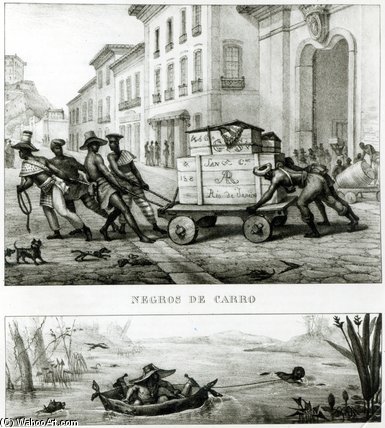 Negroes With A Cart And A Brazilian Boat Made — Jean-baptiste Debret