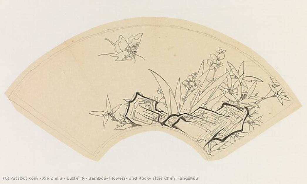 Butterfly, Bamboo, Flowers, And Rock, After Chen Hongshou — Xie Zhiliu