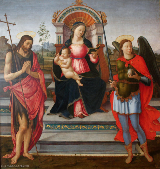 Madonna Enthroned With The Blessing Child, John The Baptist And St. Michael The Archangel — Francesco Granacci
