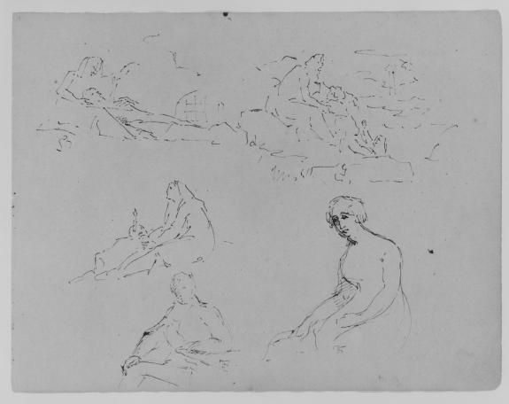 Lamentation ; Mother And Child In Landscape; Penitent Magdalene; Seated Male At Table; Seated Female Holding A Letter — Thomas Sully