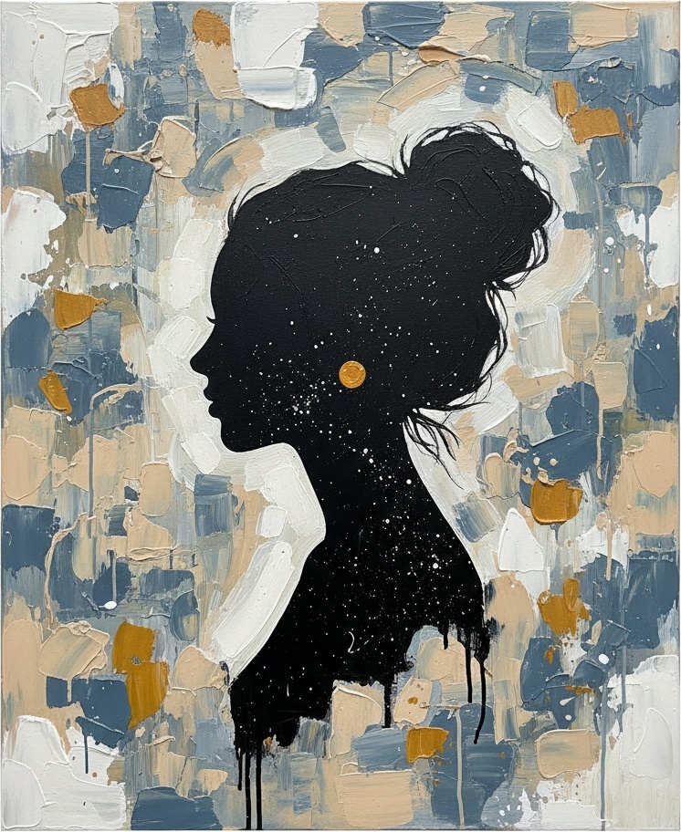 The Silent Resonance Of An Obsidian Profile In Gilded Mosaic Fragments — Christian Noiret