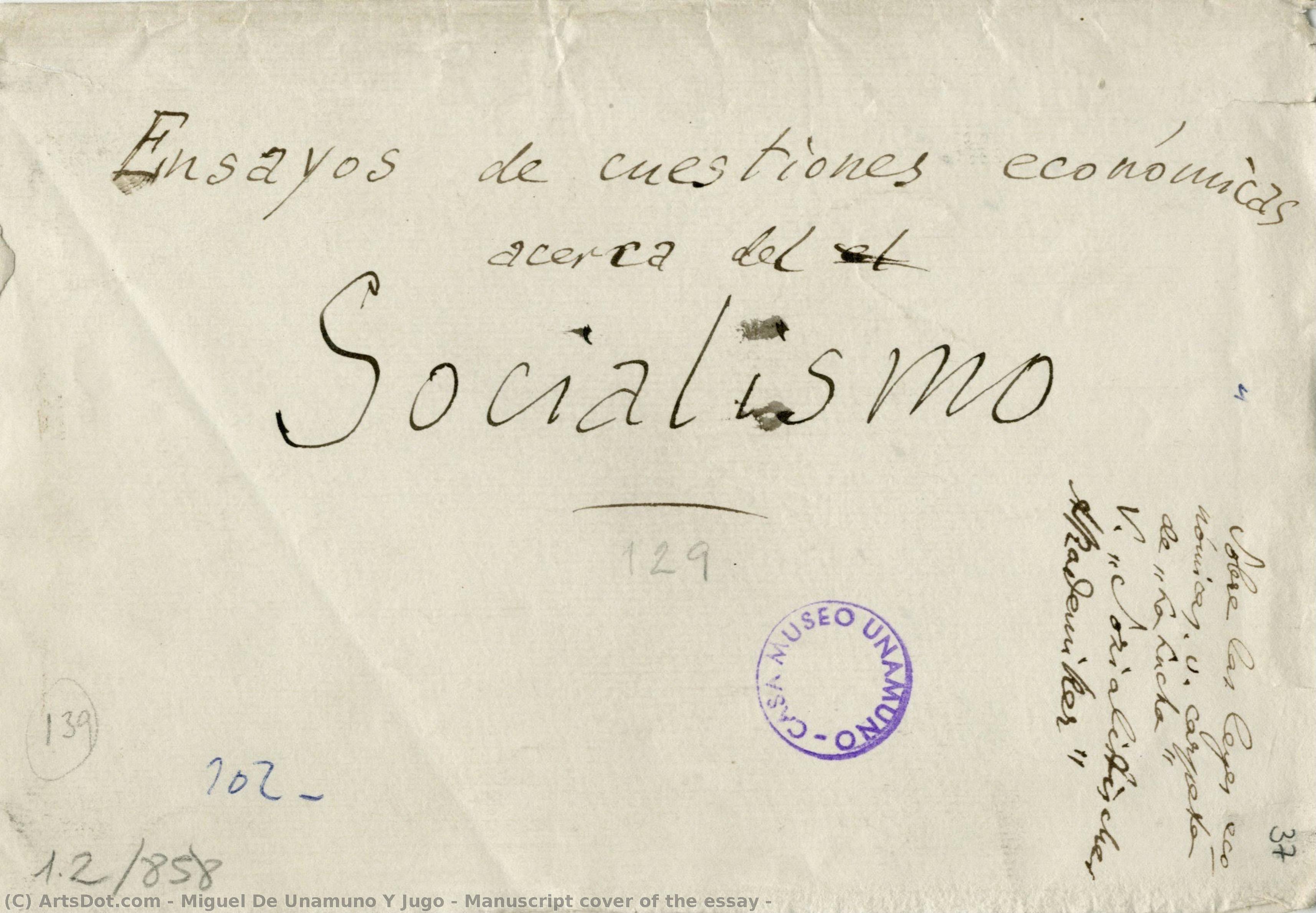 Manuscript Cover Of The Essay — Miguel De Unamuno