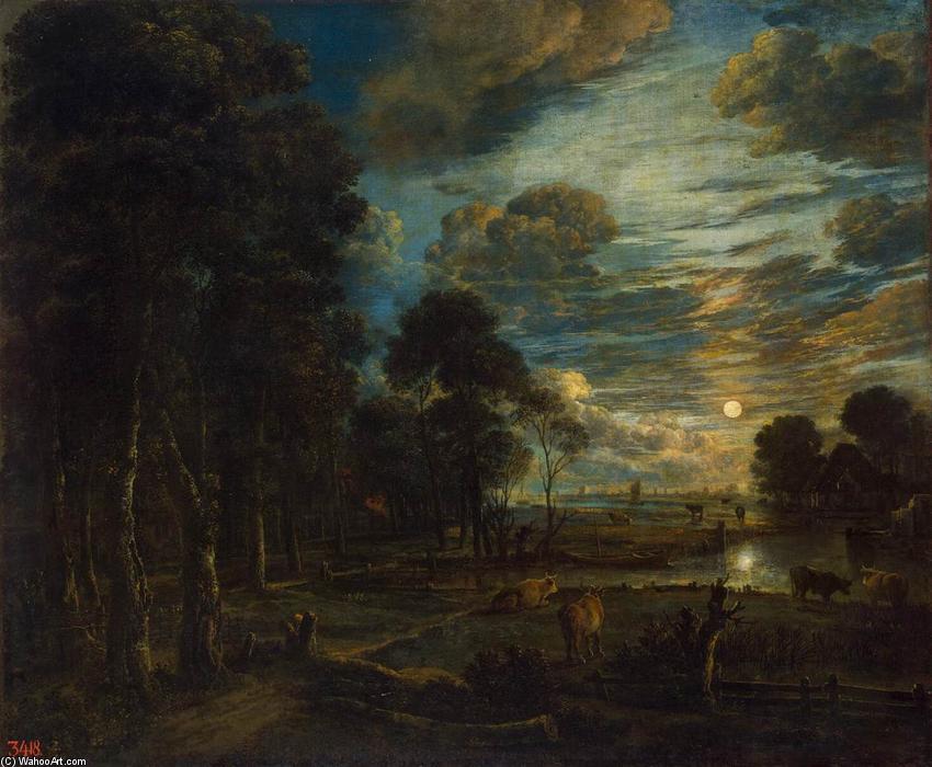 Night Landscape With A River — Аэрт Ван Дер Неер