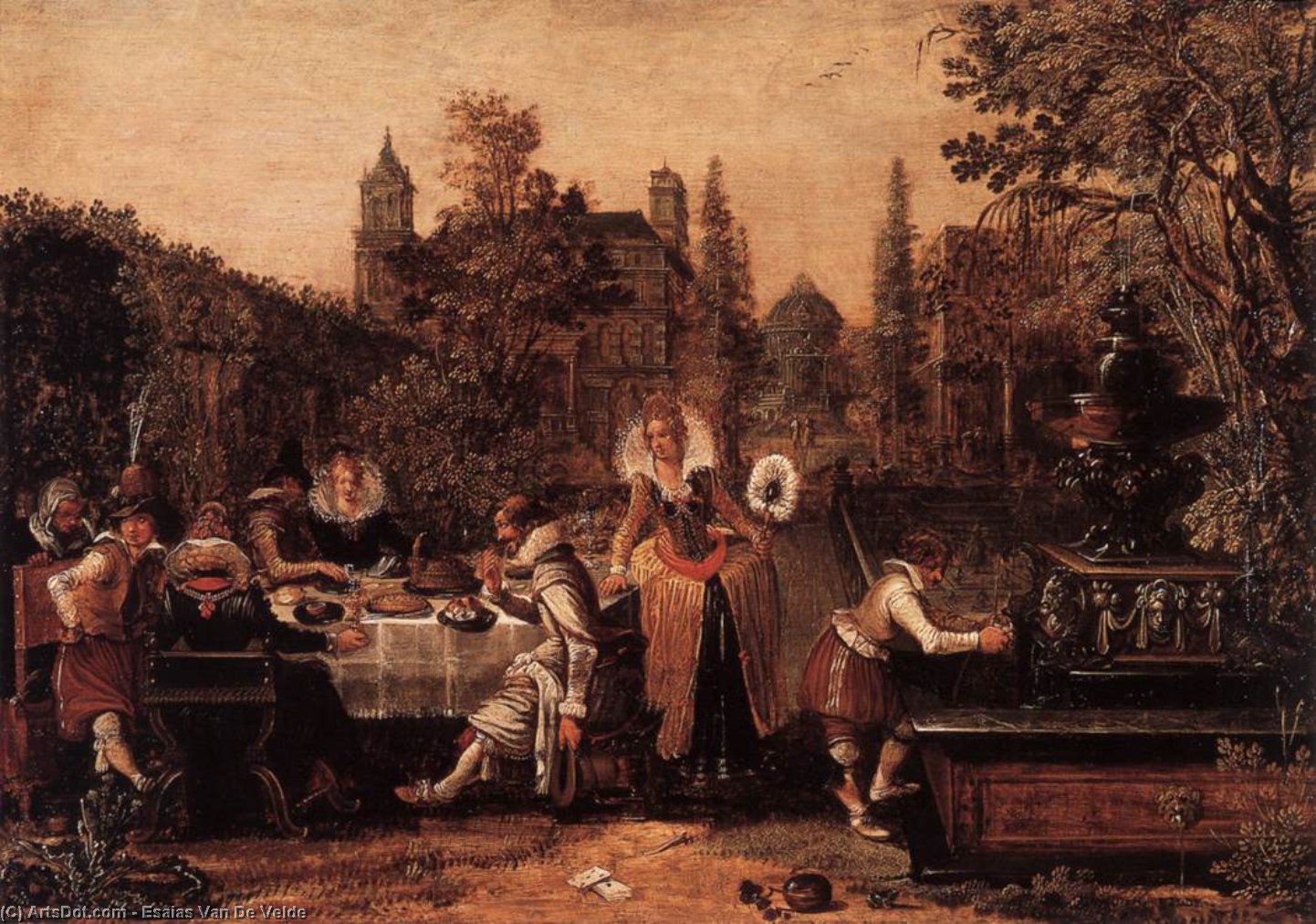 Garden Party Before A Palace — Esaias Van De Velde