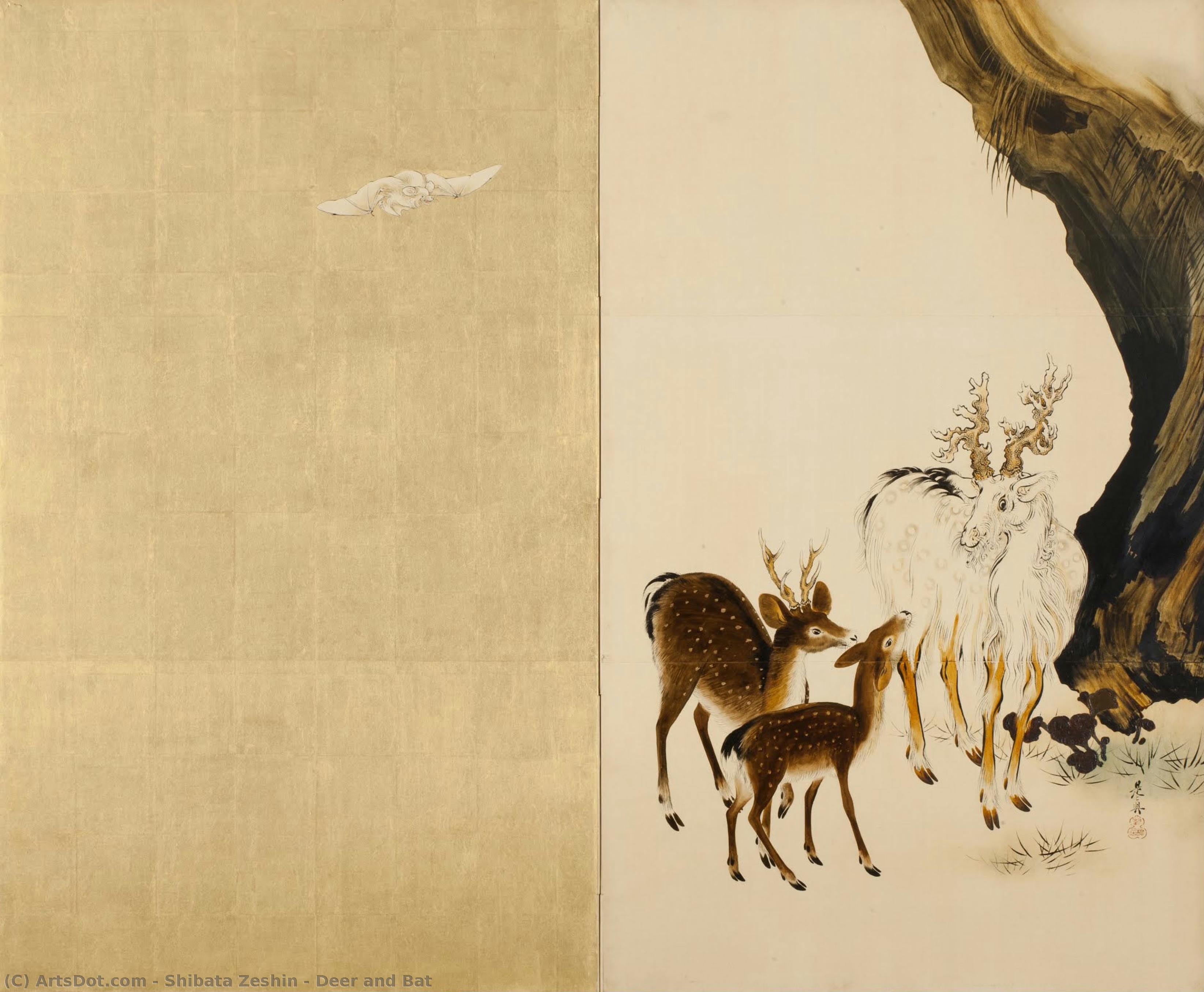 Deer And Bat — Shibata Zeshin