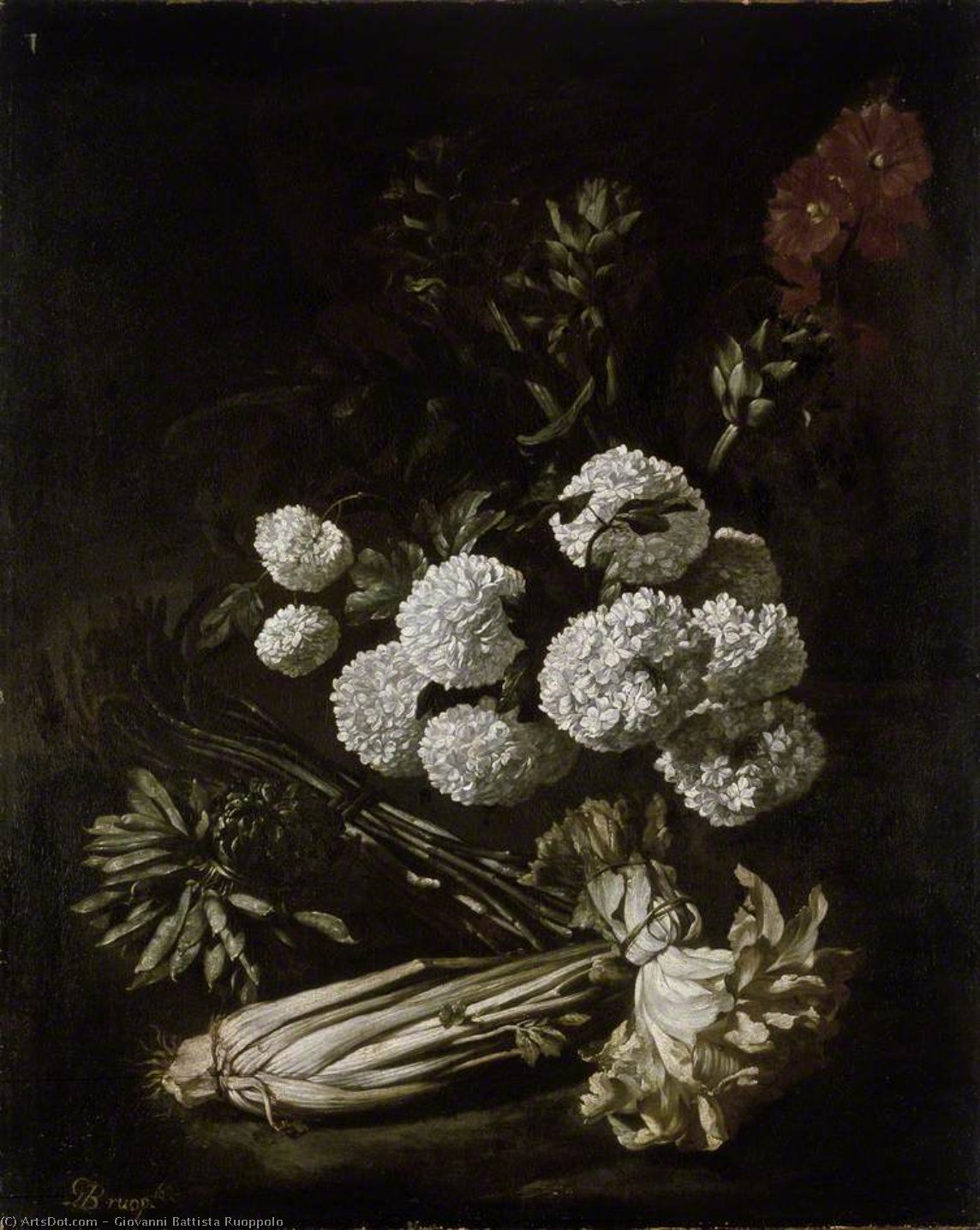 Still Life Of Flowers And Vegetables — Giovanni Battista Ruoppolo