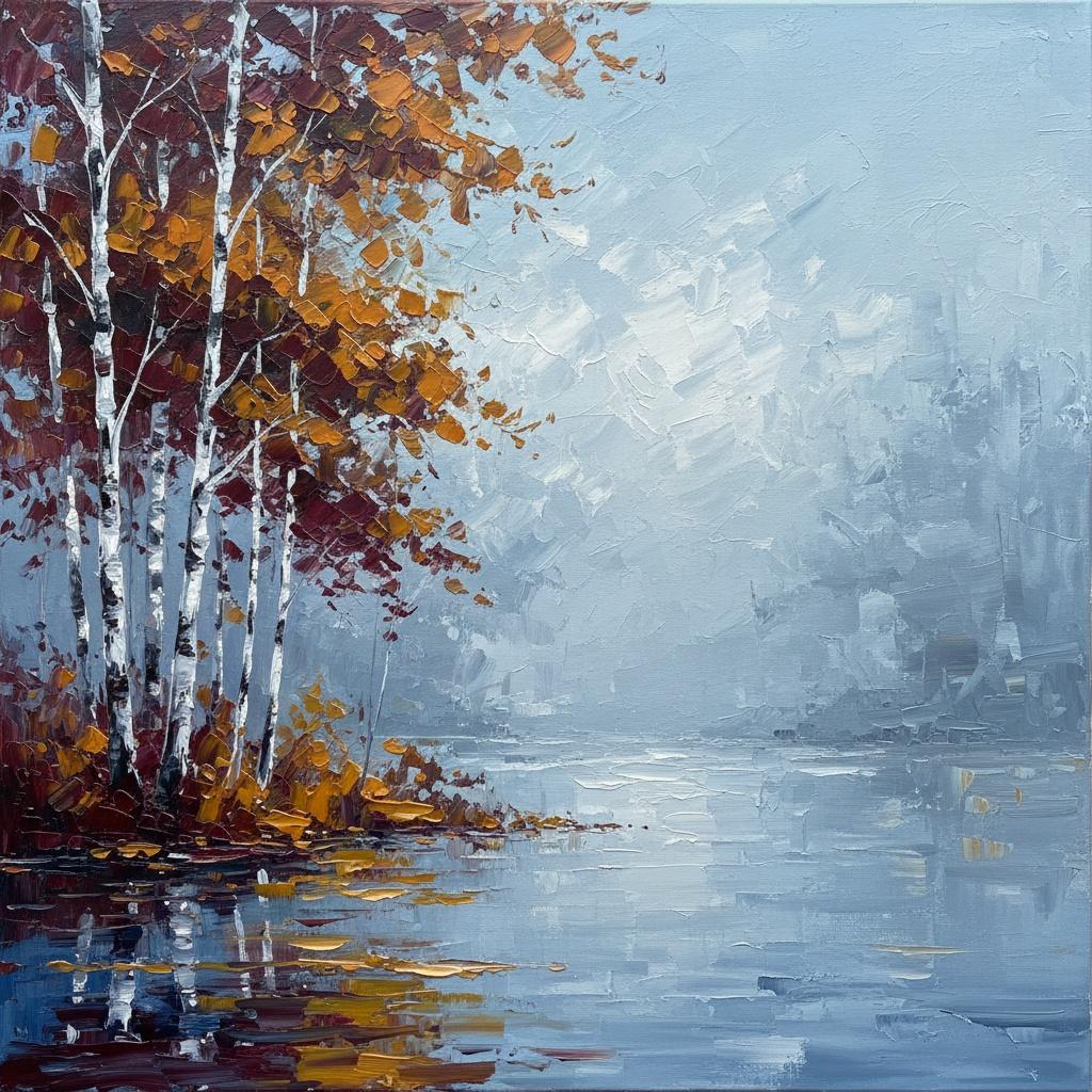 Ethereal Solitude: A Singular Vision Of Ochre Birch And Misty Morning Silence — Christian Noiret
