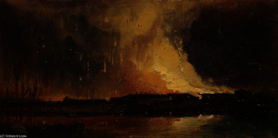 Bristol Riots - The Burning Of The New Gaol From Canon's Marsh — William James Müller