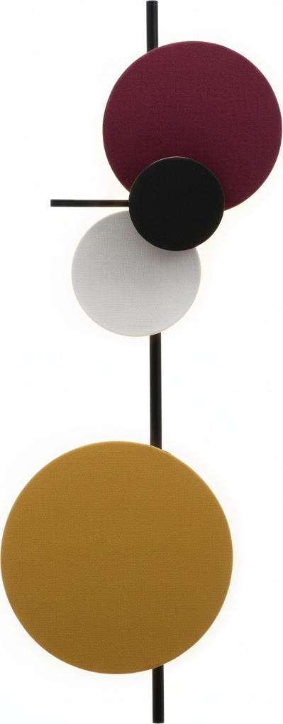 Abstract Fabric Wall Light Sculpture - Burgundy & Gold Accent