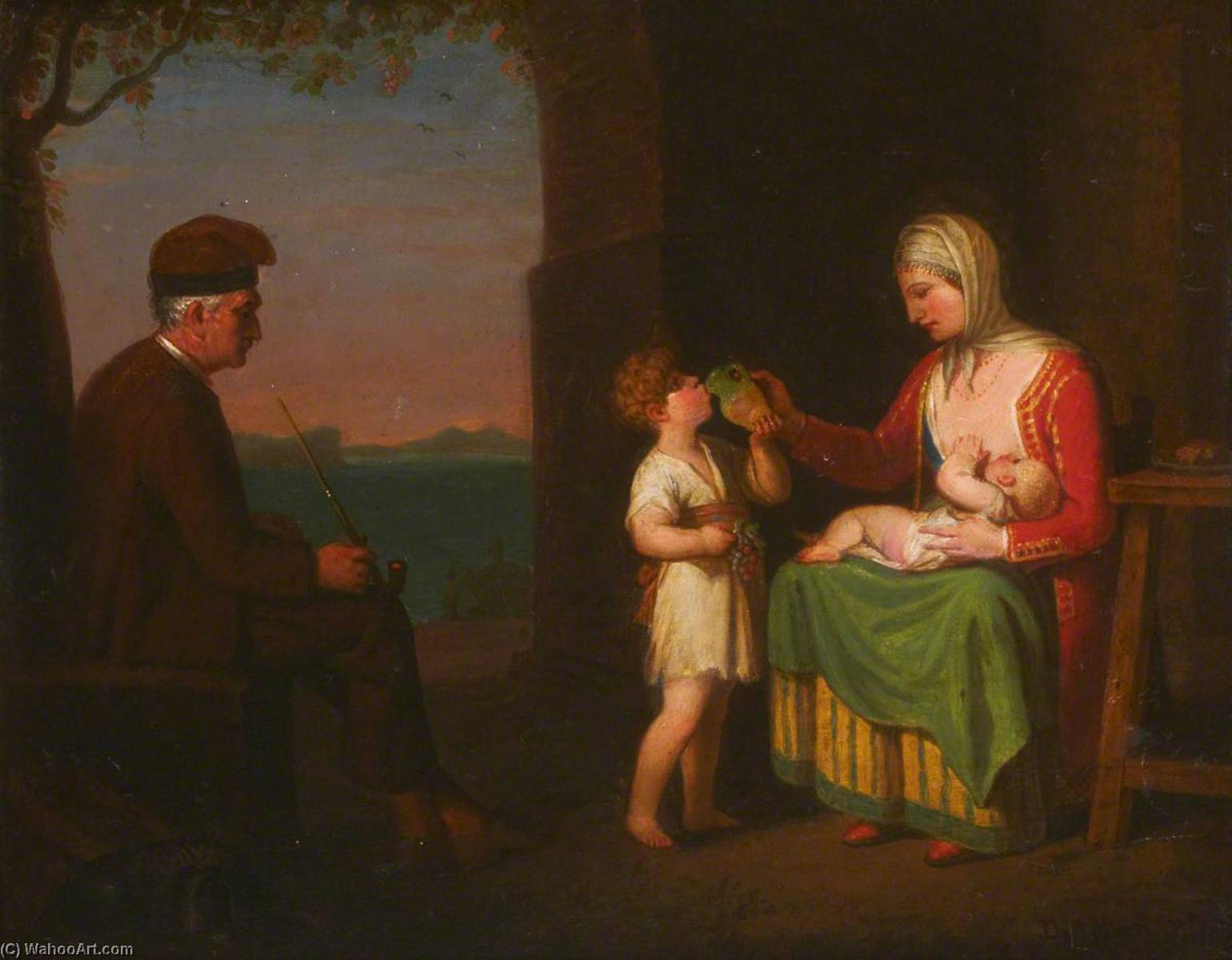 The Family Of The Island Of Procida With Vesuvius In The Background — David Allan