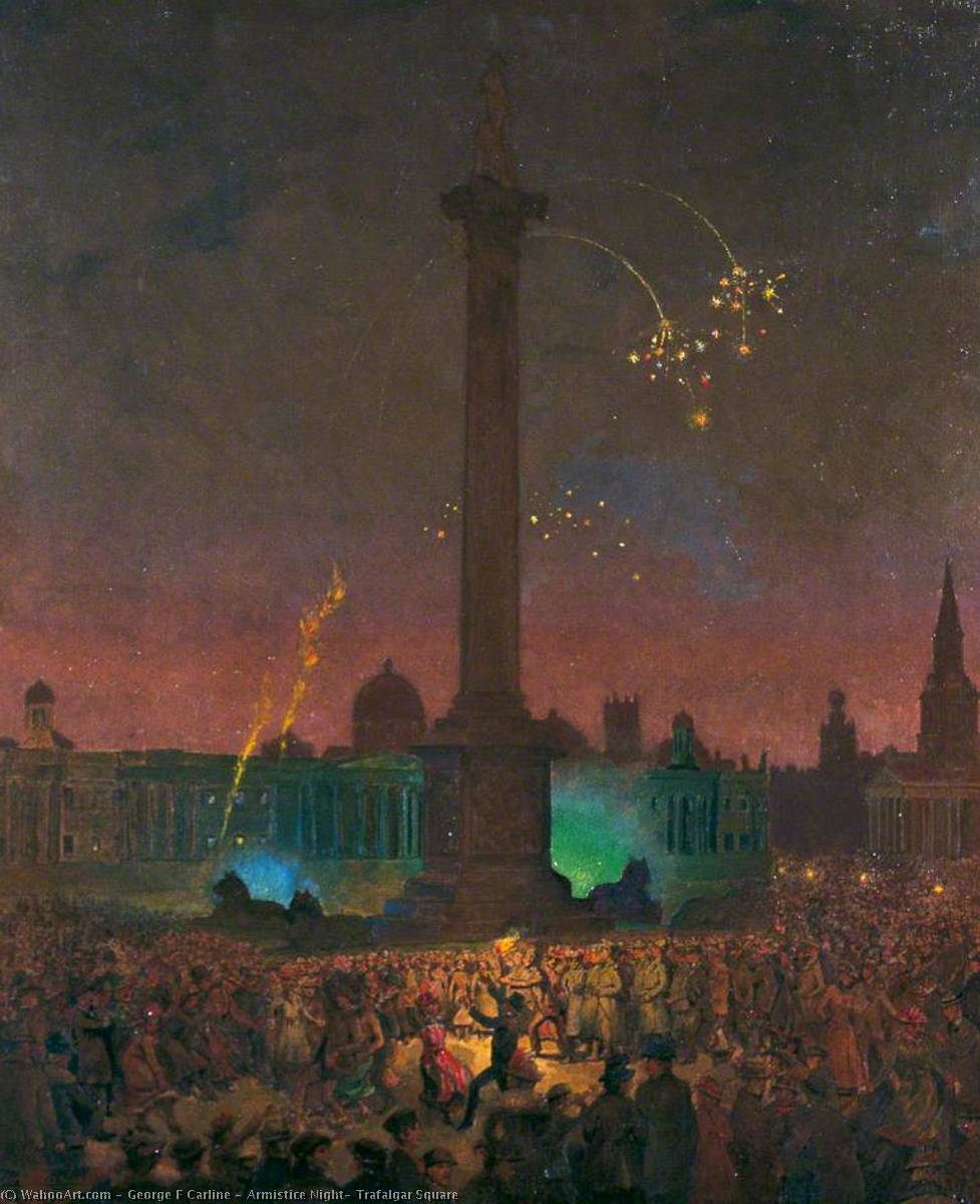 Armistice Night, Trafalgar Square — George F Carline