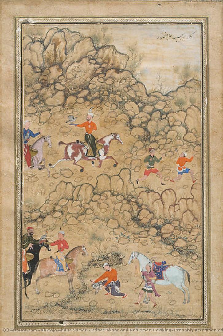 Prince Akbar And Noblemen Hawking, Probably Accompanied By His Guardian Bairam Khan — Khwaja Abdus Samad