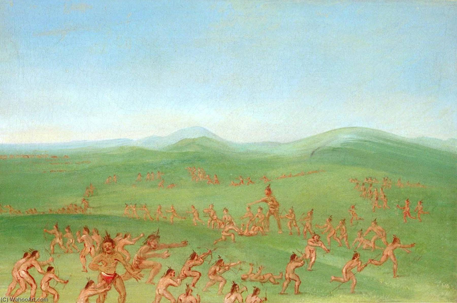 Sham Fight, Mandan Boys — George Catlin