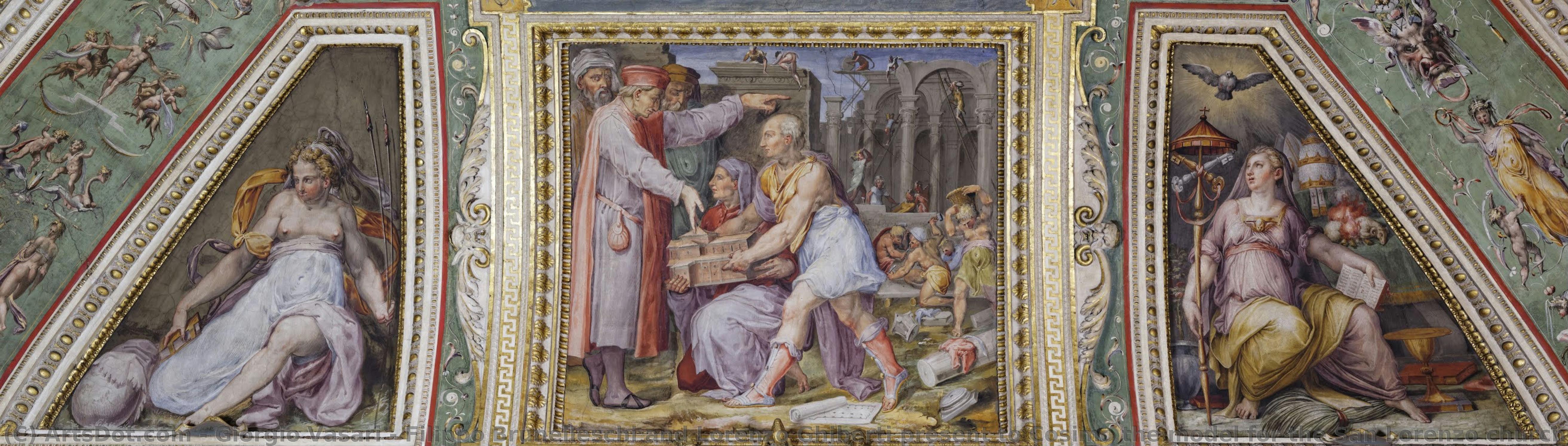 Filippo Brunelleschi And Lorenzo Ghiberti Present To Cosimo The Model For The San Lorenzo Church — Giorgio Vasari