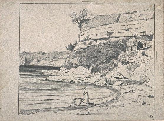 Women And Fishing In A Creek — Paul Camille Guigou