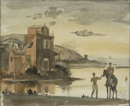 Horseman And Bather With House — Yiannis Tsaroychis