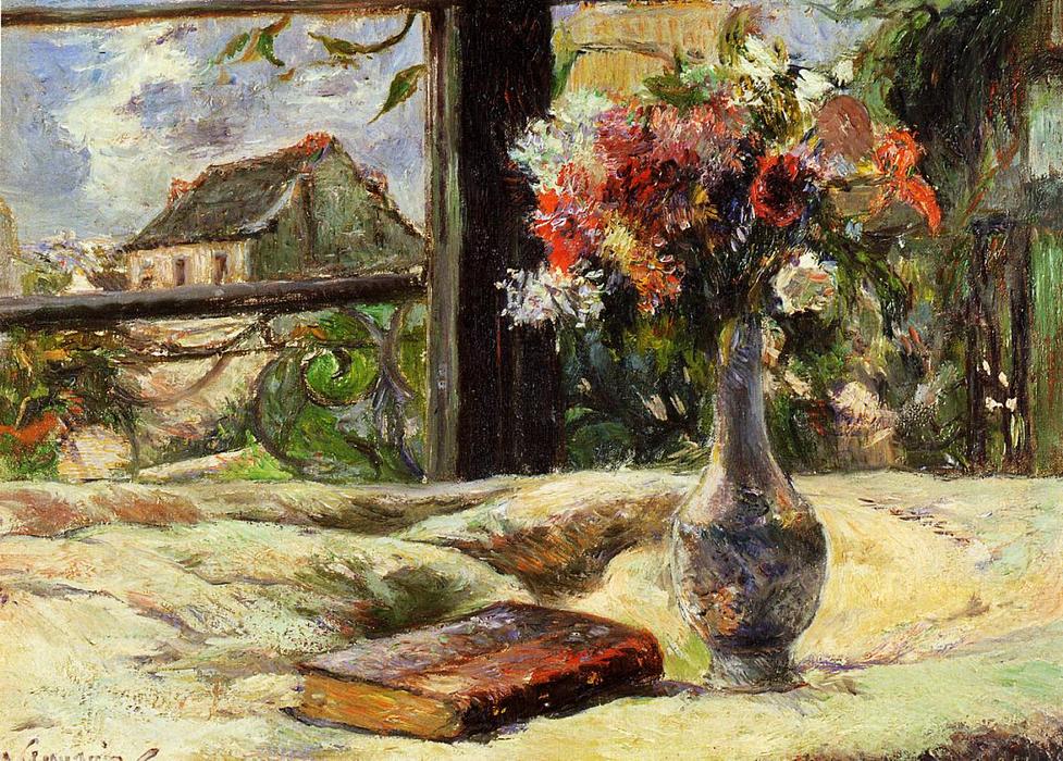Vase Von Blumen Und Fenster — Eugène Henri Paul Gauguin